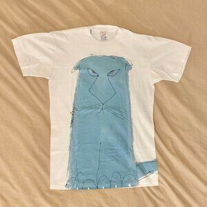 Monday Cat Tee in White sz S